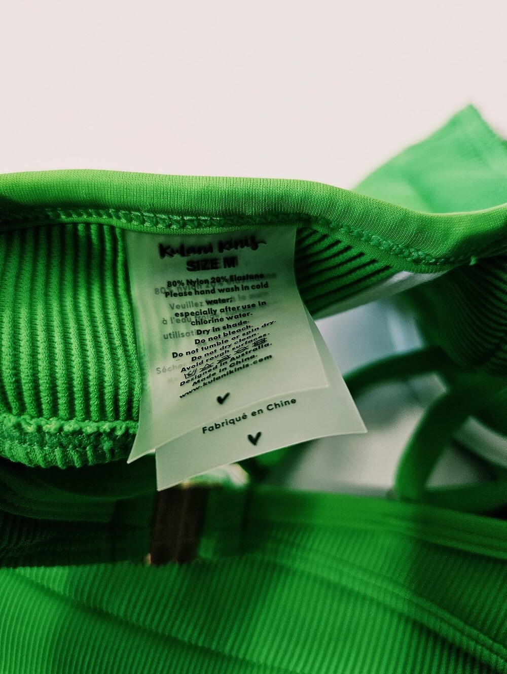 Kulani Kinis Ribbed Kelly Green Bikini Set Size M Two Piece Swimsuit EUC - Picture 5 of 6